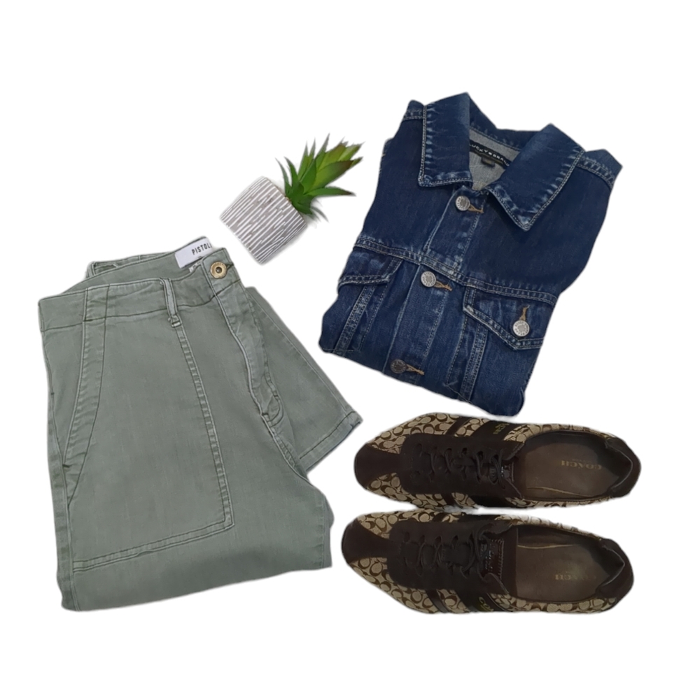 PISTOLA | Mara Twill Skinny Leg Olive Green Cropped Utility Pant Size 29
